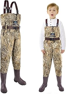 Trudave Chest Waders for Kids with Boots, Waterproof Youth Waiters for Children, Lightweight Waders