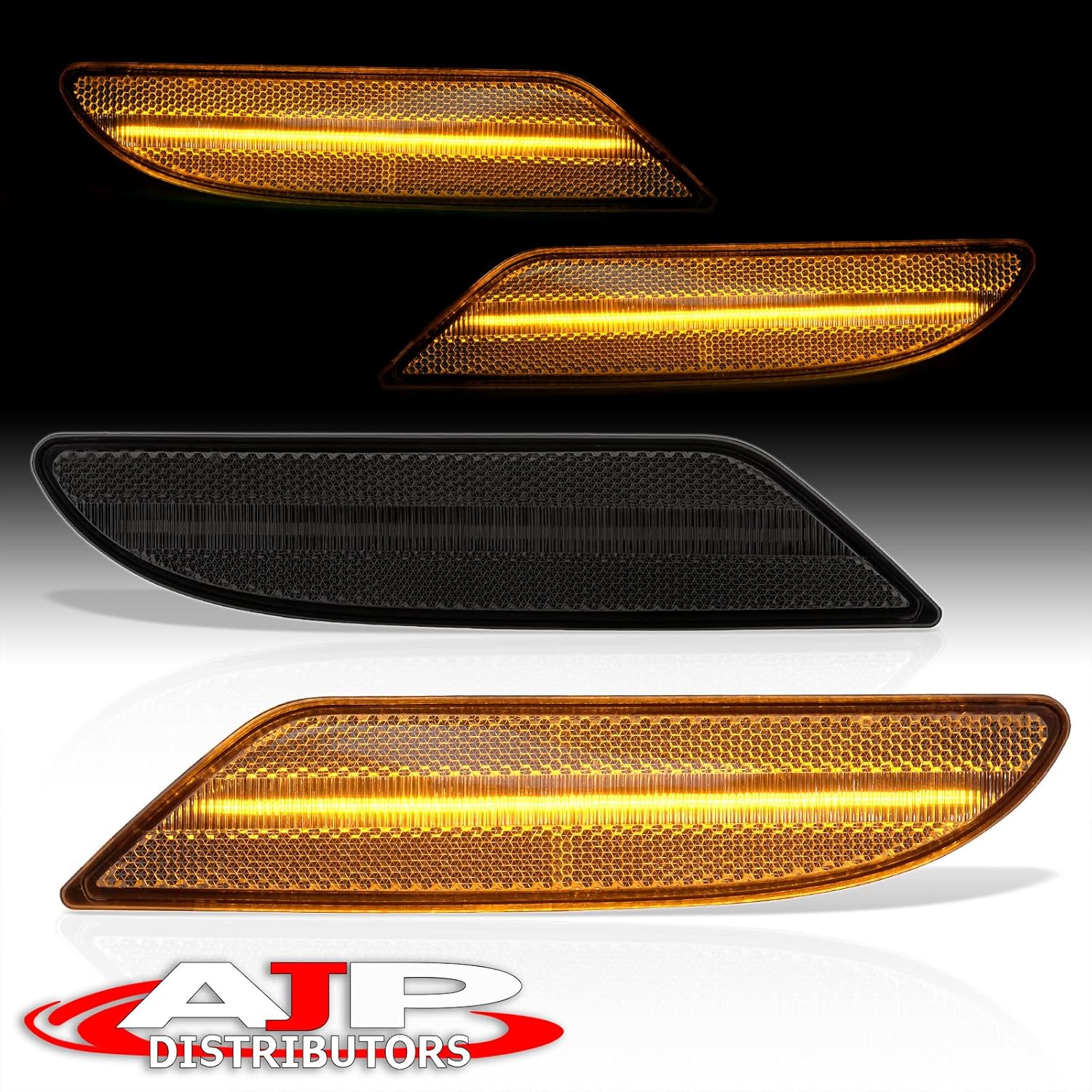 AJP Distributors Smoke Lens Amber LED Front Bumper Side Marker Lights Driving Lamps Set Signal Reflector Assembly Compatible/Replacement For S450 S550 S600 W221 S-Class 2007 2008 2009 2010 07 08 09 10