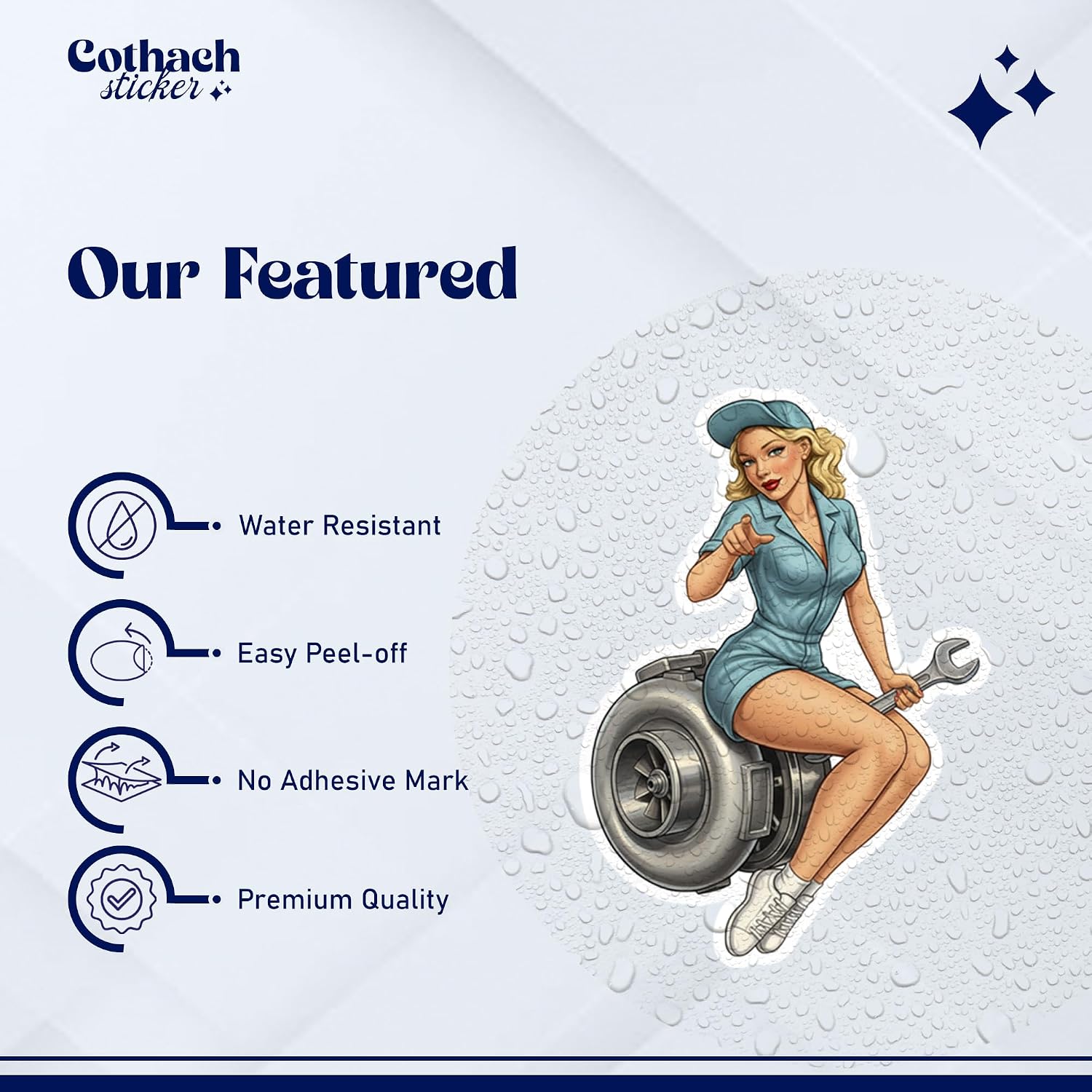 Spark Plug Pin Up Girl Vinyl Waterproof Stickers for Adults, Water Bottle, Laptop, Fun Stickers, Phone (3PCS, 3") image 4