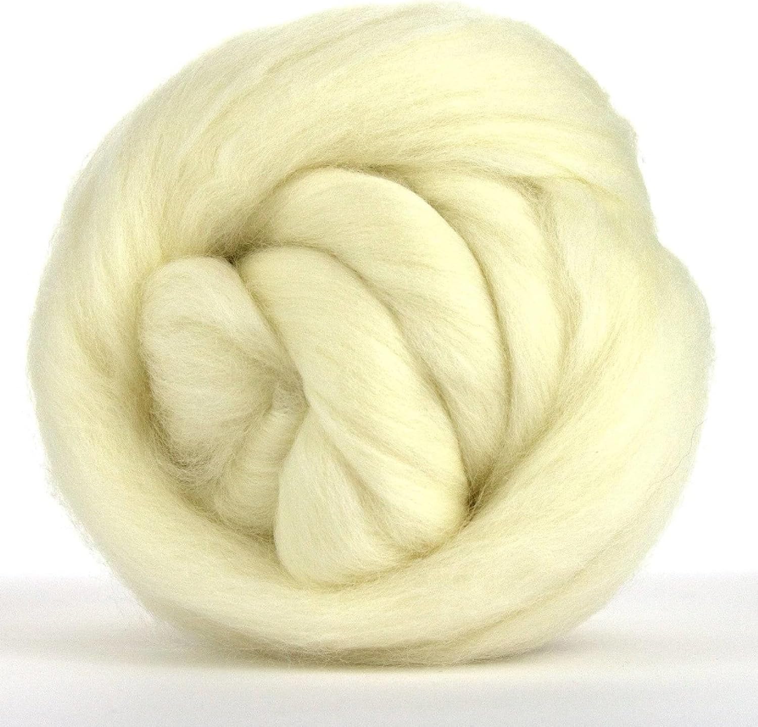Revolution Fibers Superwash Merino Top | Dyeing, Spinning, Weaving, Jumbo Knitting, Jumbo Crochet |100% Natural Undyed (Off-White) Wool Roving (16, Ounces)