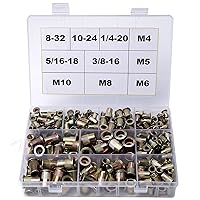 Vista 7 de 100 piezas de tuercas de remache de acero al carbono SAE 1/4-20 Tuercas de remache roscadas Kit de insertos Nutsert Rivnuts Woopais