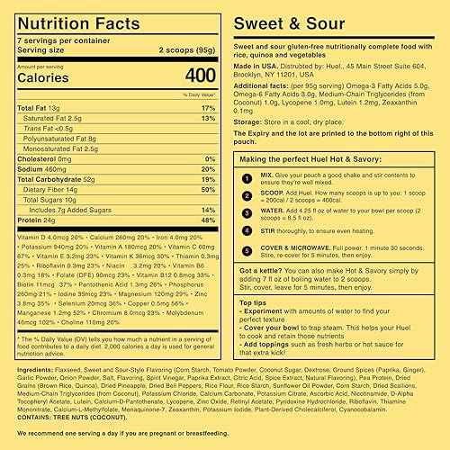 Miniatura 4 de Huel Sustituto instantáneo de comida caliente y salada, agridulce, 14 cucharadas empaquetadas con alimentos 100% nutricionalmente completos,