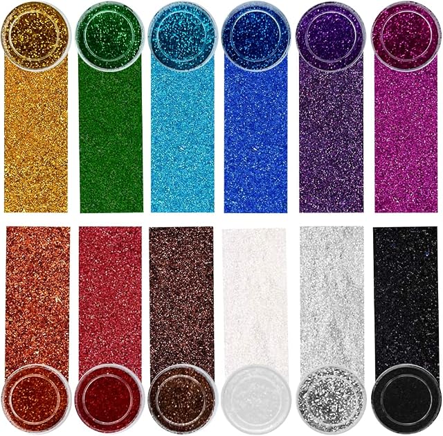 Extra Fine Glitter for Crafting NOCHME 12 Pots Nail Glitter Dust for Gel Polish Acrylic Body Glitter for Festival Face Makeup, Hair, Nail Art, Card Making, Scrapbooking, Christmas Party Decoration