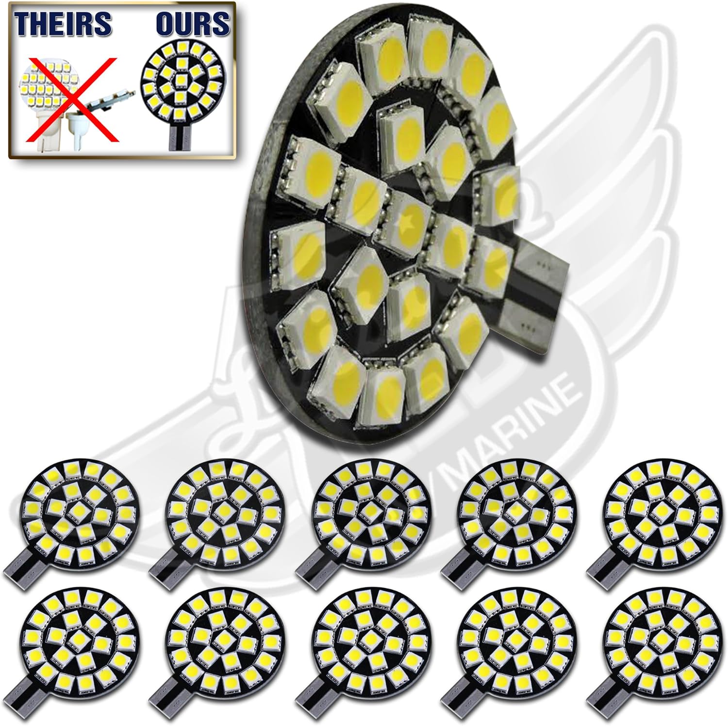 Leisure LED 10 Pack 12 Volt Replacement 921 T10 T15 Wedge