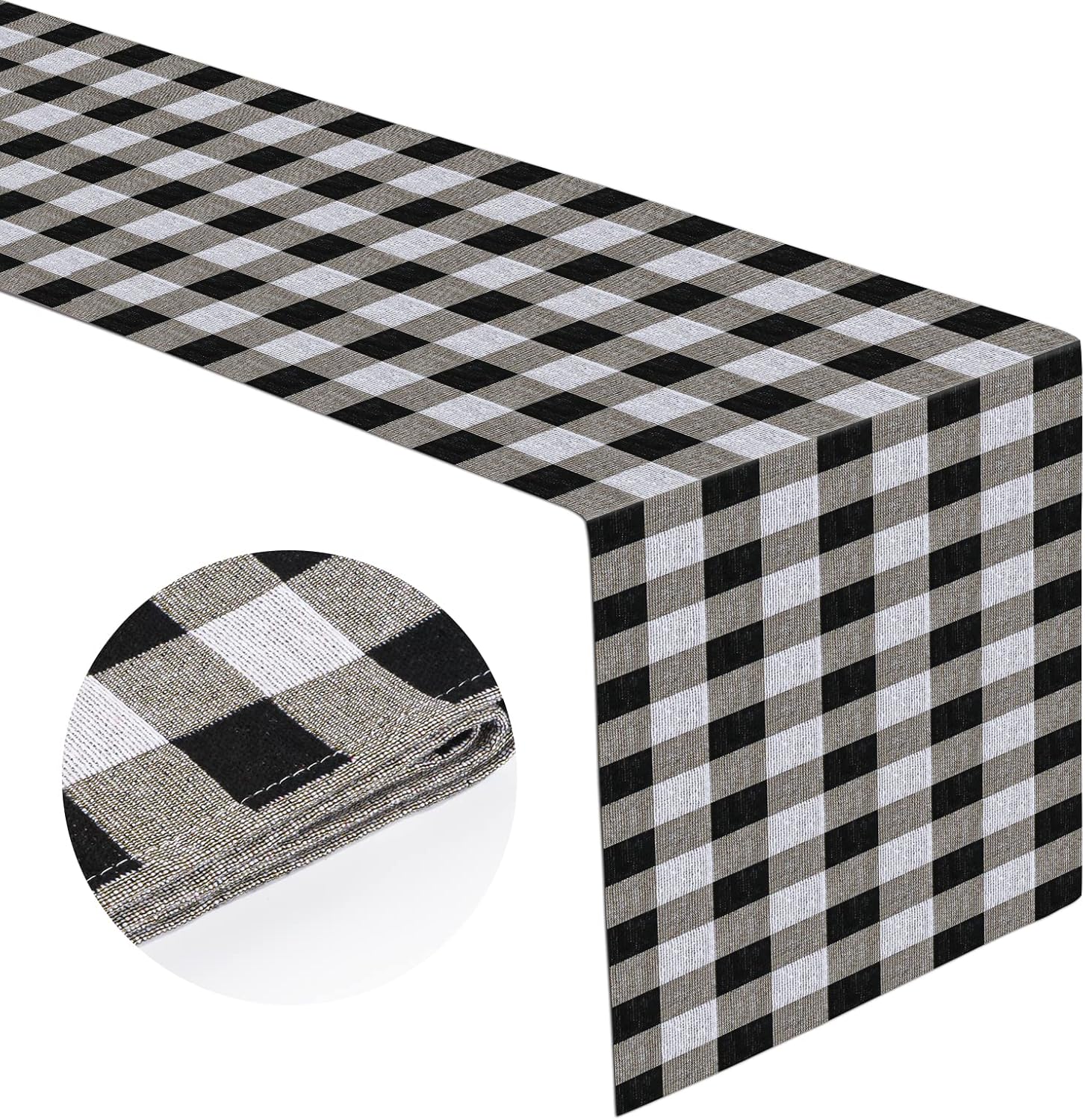 puphutu Buffalo Plaid Table Runners,Thickened and Durable,Black and White Table Runner,Buffalo Check Table Runner for Fall Home Farmhouse Decorations,13 X 70 Inches