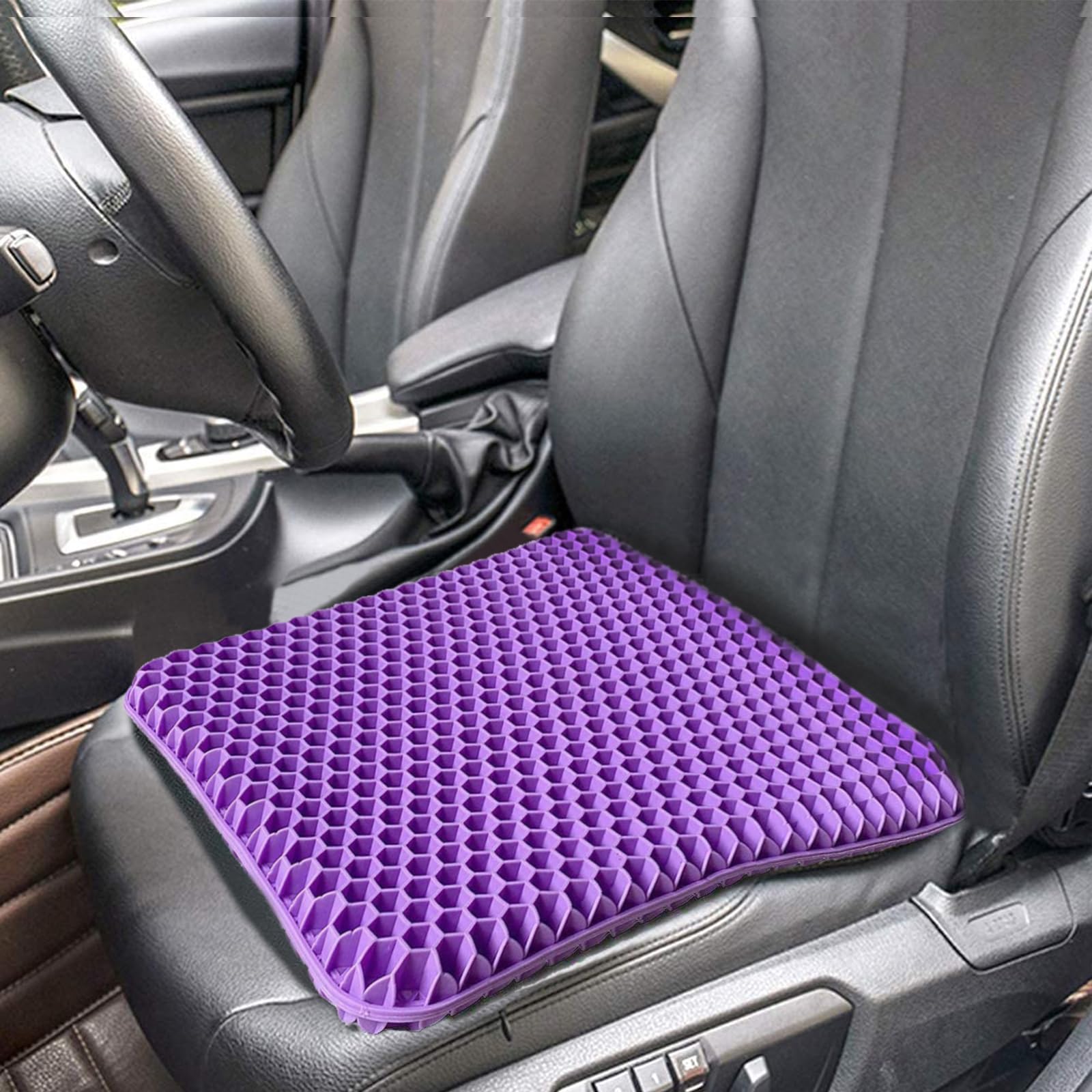 VACANON Gel Seat Cushion, Double Thick Honeycomb Design Coccyx Sciatica Tailbone Pain Relief Pressure Seat Cushion with Non-Slip Cover for Office Chair, Car Seat, Wheelchair
