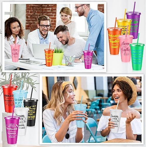 Miniatura 6 de Uiifan Paquete de 50 regalos de agradecimiento a los empleados para compañeros de trabajo, vasos de plástico reutilizables de agradecimiento para
