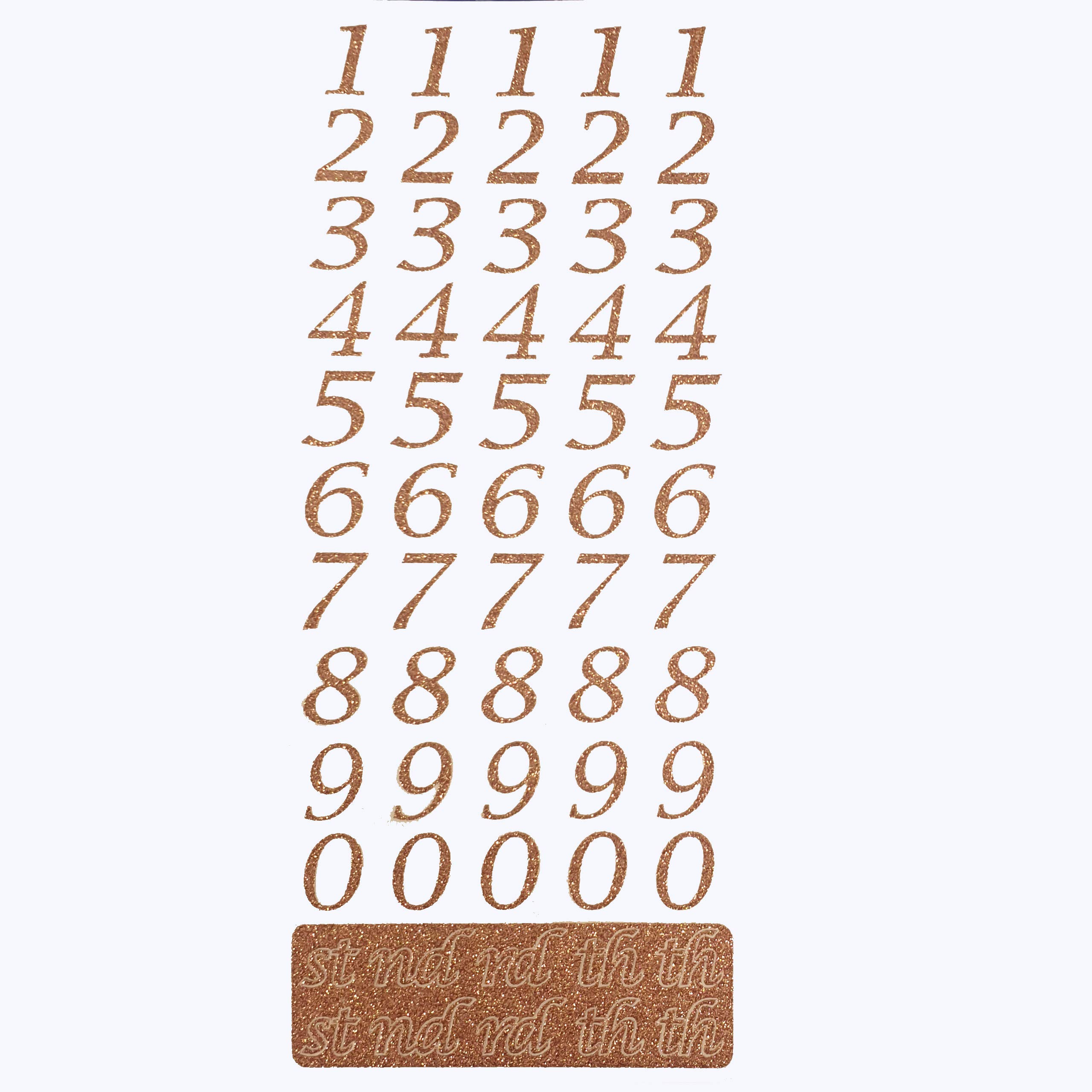 Pebble Eleven Gold,Rose 15Mm Rose Gold Glitter Number Stickers - Self Adhesive Birthday Card Embellishments (Script)