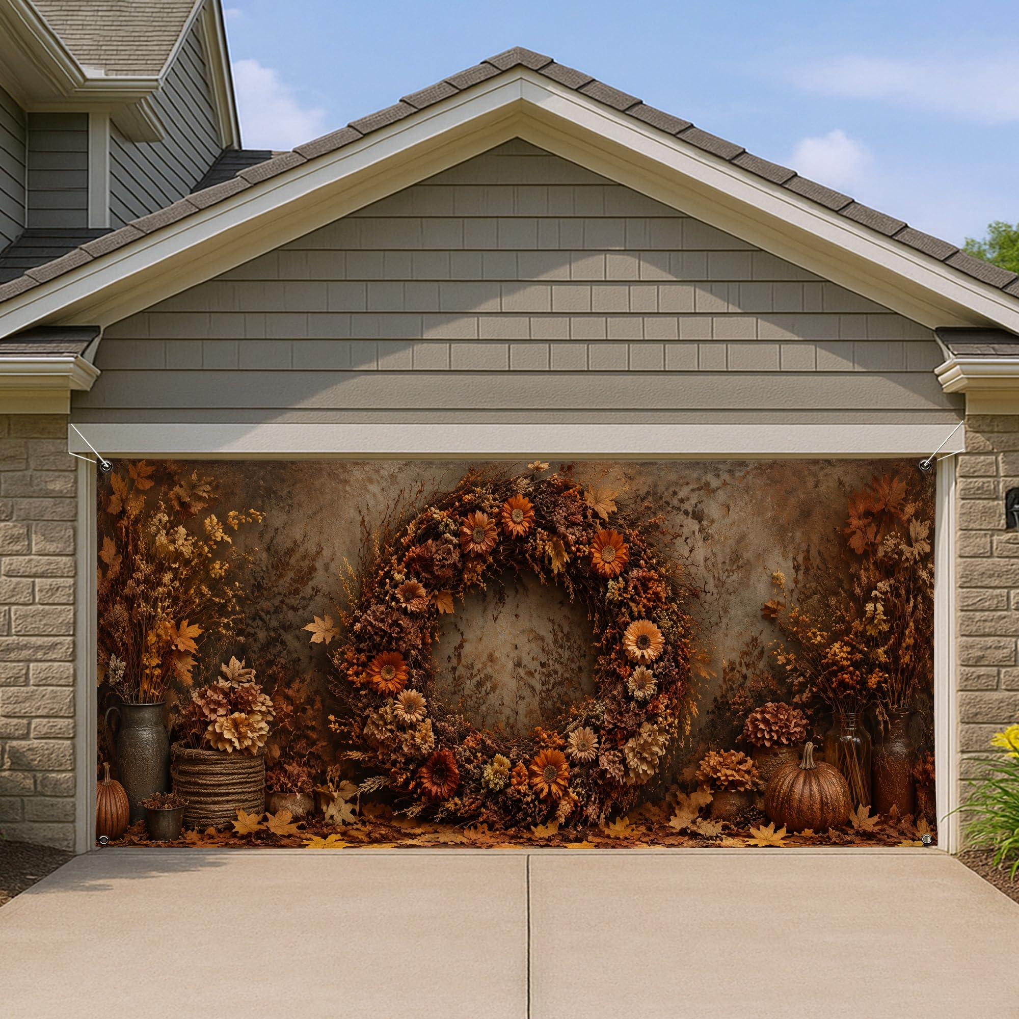 Couronne de porte de garage pour transformer votre extérieur en décor d'automne