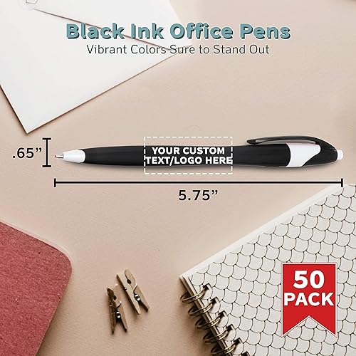 Miniatura 5 de DISCOUNT PROMOS Juego de 50 bolígrafos de oficina de plástico de dos tonos, paquete personalizado a granel, tinta negra, ideal para oficina,