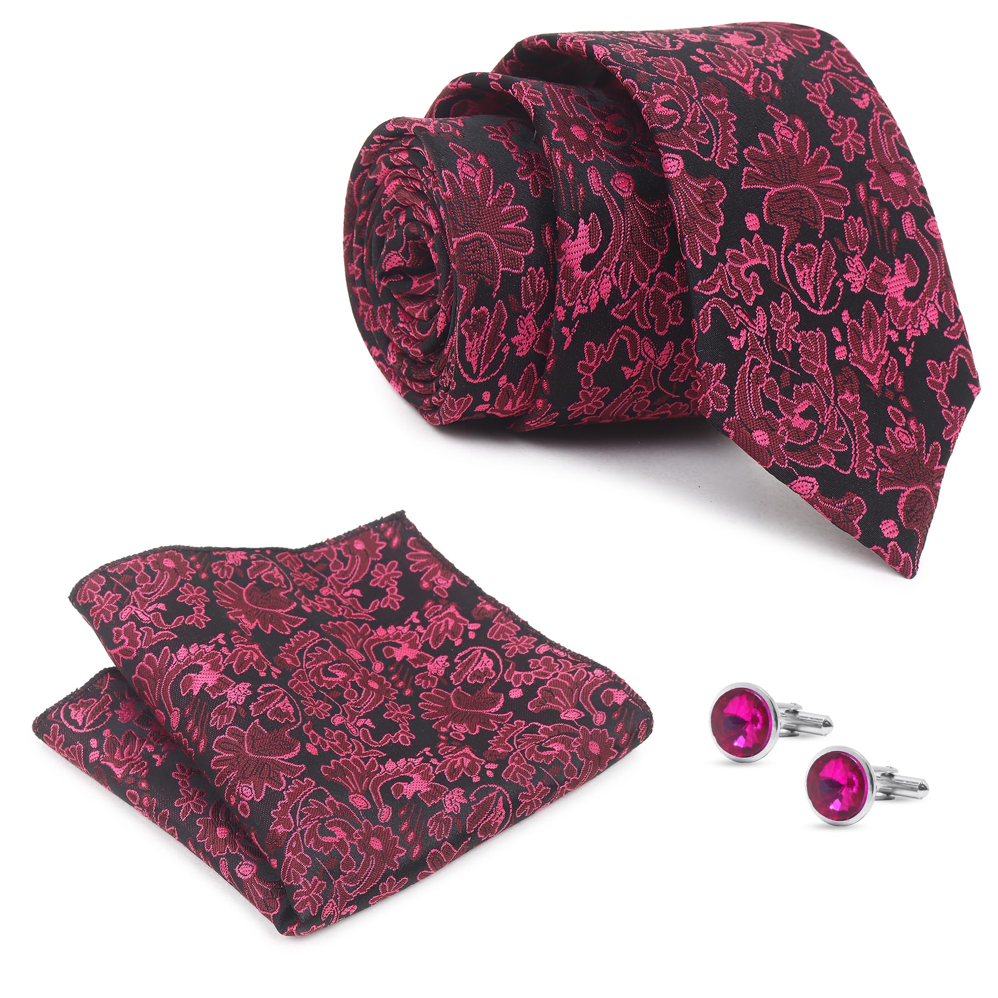 Mens Ties Classic Formal Woven Neckties Handkerchief Cufflinks Wedding Jacquard Woven Classic 3 inch Wide Handmade Necktie and Pocket Square With Handicraft Box-image-6