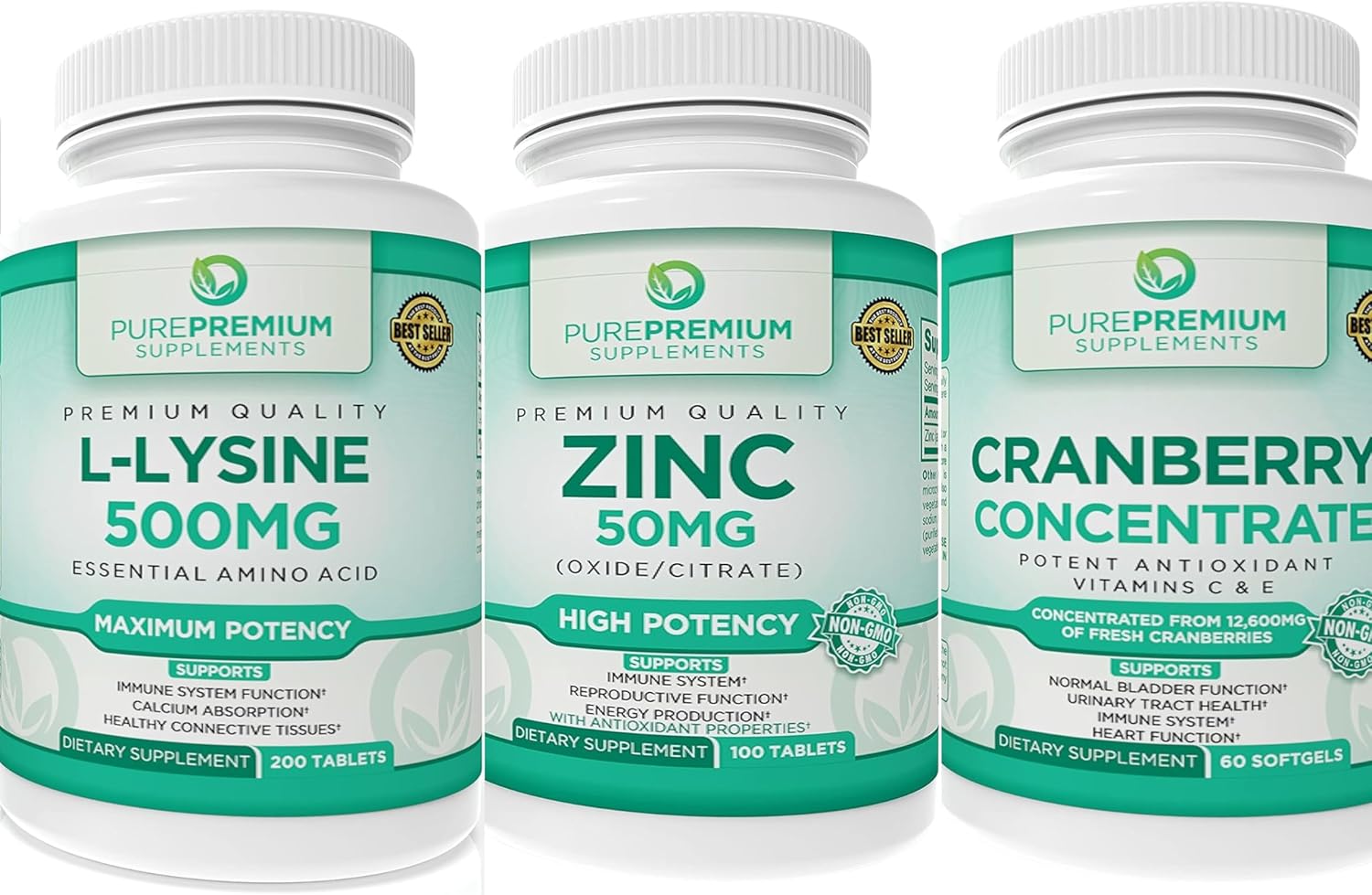 PurePremium Zinc 50mg with LLysine 500 mg & Cranberry