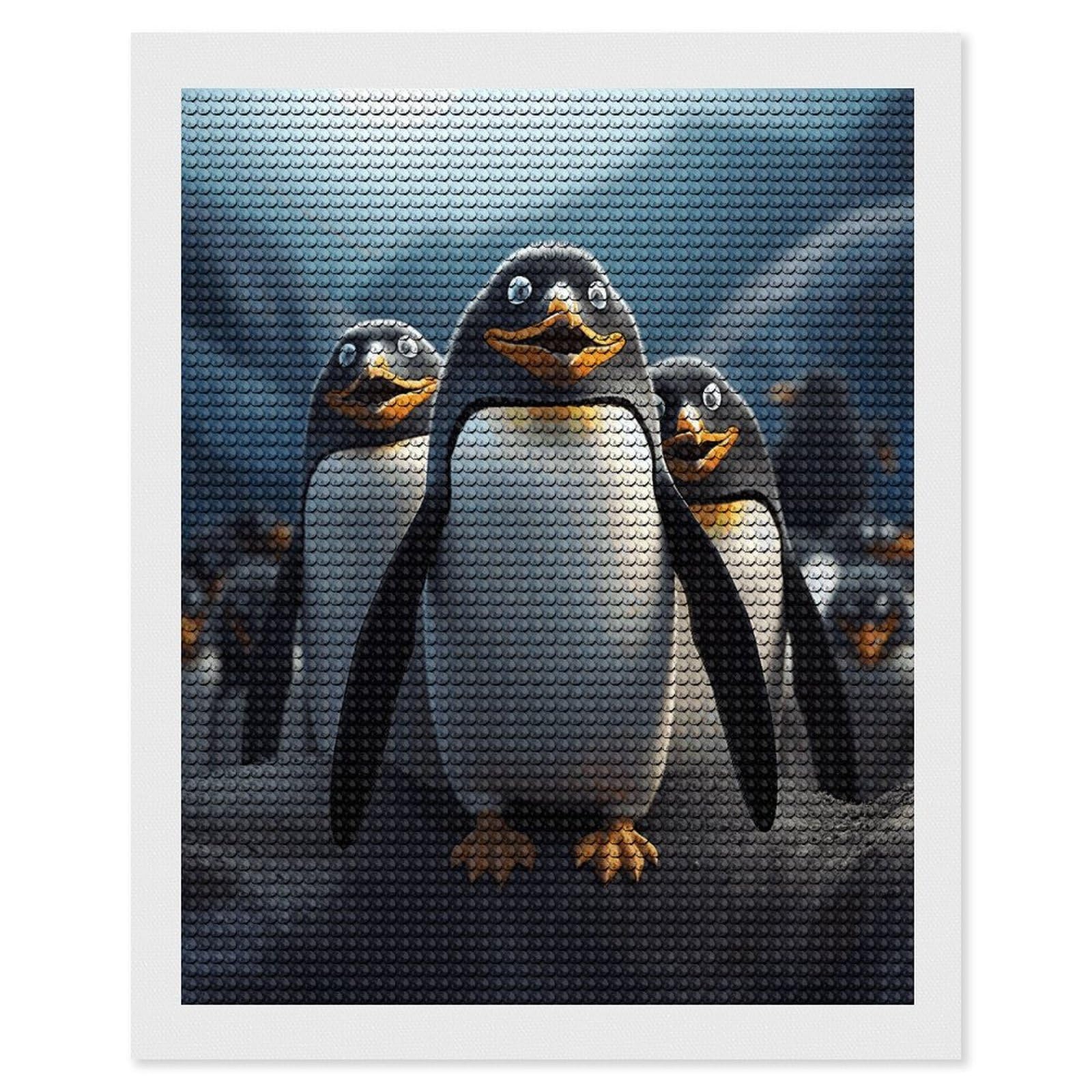 JTREHY Funny Penguins Diamond Art Kits Personalized DIY Round Diamond Painting Kits for Beginner Full Drill Diamonds Dots Paintings for Adults Gem Art Crafts Home Decor