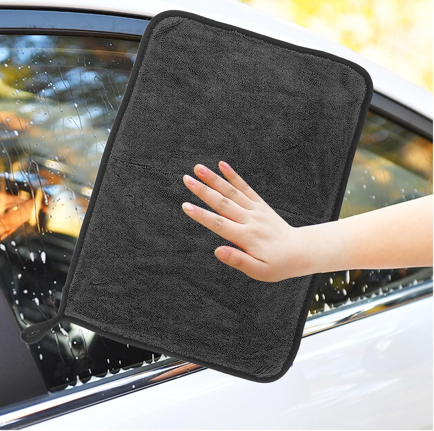 5pcs Gray Microfiber Car Wash Towels 30x40cm Thick Absorbent Cleaning Cloths for Automotive Exterior, Interior, and Window Detailing