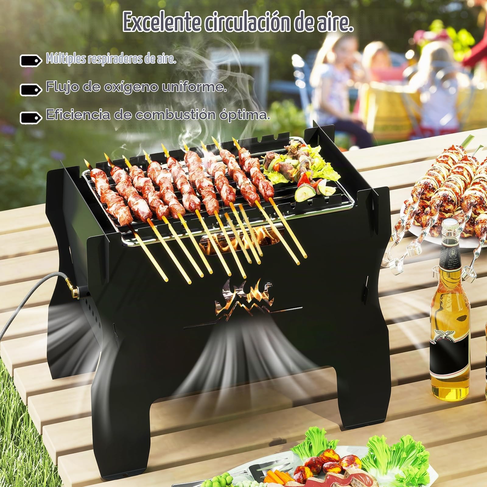 GOPLUS Parrilla de Camping Multifuel, Barbacoa Portátil a Gas, Carbón, Madera y Pellets, Estructura Resistente a Alta Temperatura, Cocina Diversificada para Picnic y Aventuras al Aire Libre