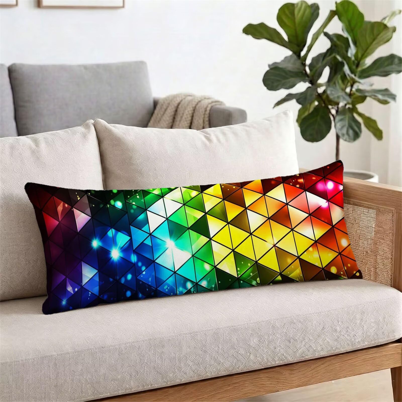 Funda de Almohada 60 x 180 cm Color Protector Almohada 180 cm con Cremallera Invisible, Lino Durable y Transpirable Pillow Case Brillante Impresión a Doble Cara para Cama, Sofá y Dormitorio dg-467