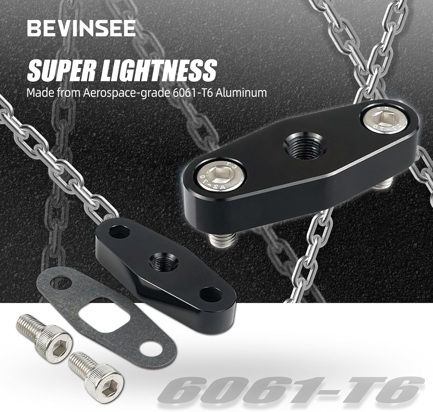 Bevinsee Turbo Oil Supply Feed Inlet Flange Adapter GT42 GT47 GT40 Compatible with 1/8"npt Oil Feed Inlet Flange GT series Turbochargers, 6061 Billet Aluminum