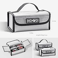 Vista 2 de HOOVO Lipo Bolsa de batería – Protector de almacenamiento ignífugo y a prueba de explosiones, protector para baterías DJI/RC – 2 unidades, acomoda 4