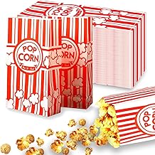 100 Stück Popcorntüten Klein, Popcorn Tüten Klein, Popcorn Boxen Papiertüten Partytüte Candy Tüte Rot & Weiß Gestreiften