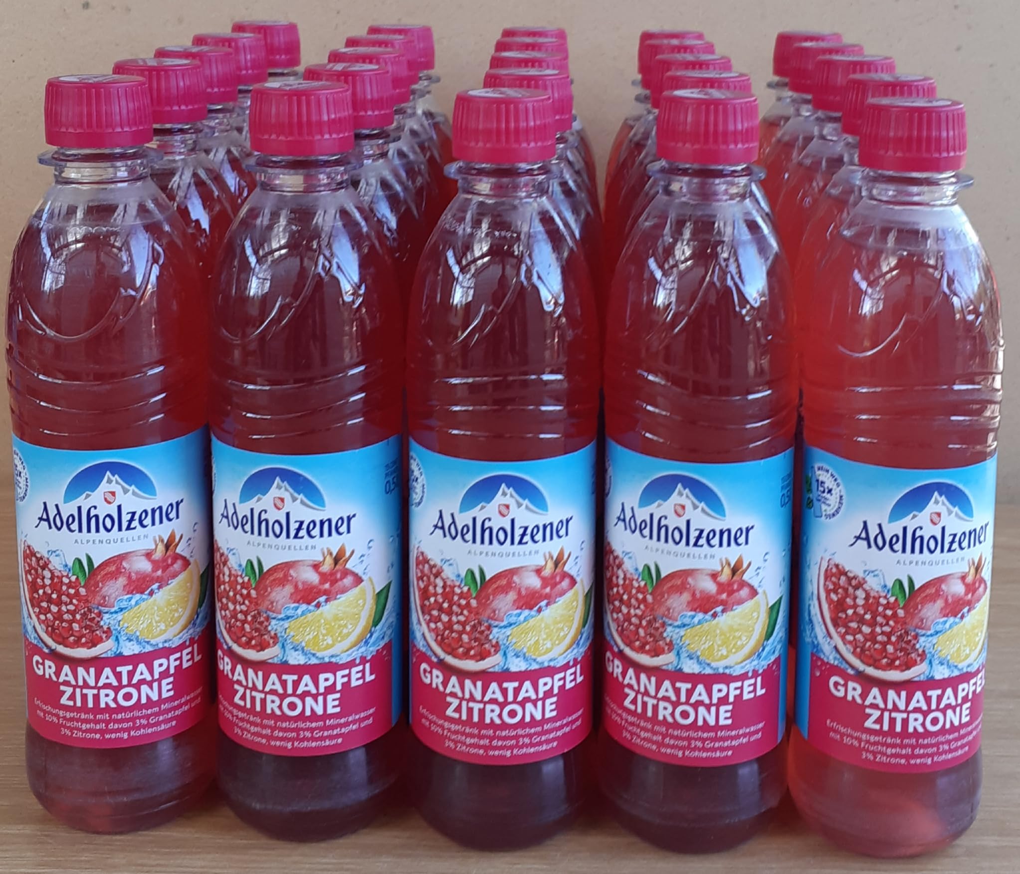 Adelholzener Granatapfel Zitrone, 25 x 0,5L Flaschen inkl. Mehrwegpfand
