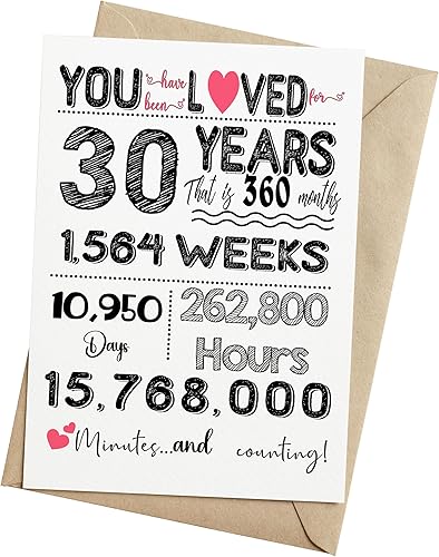 Tarjeta de cumpleaños número 30, decoraciones de cumpleaños, suministros de fiesta, tarjeta plegada para él, ella, mujeres, hombres, marido, esposa,