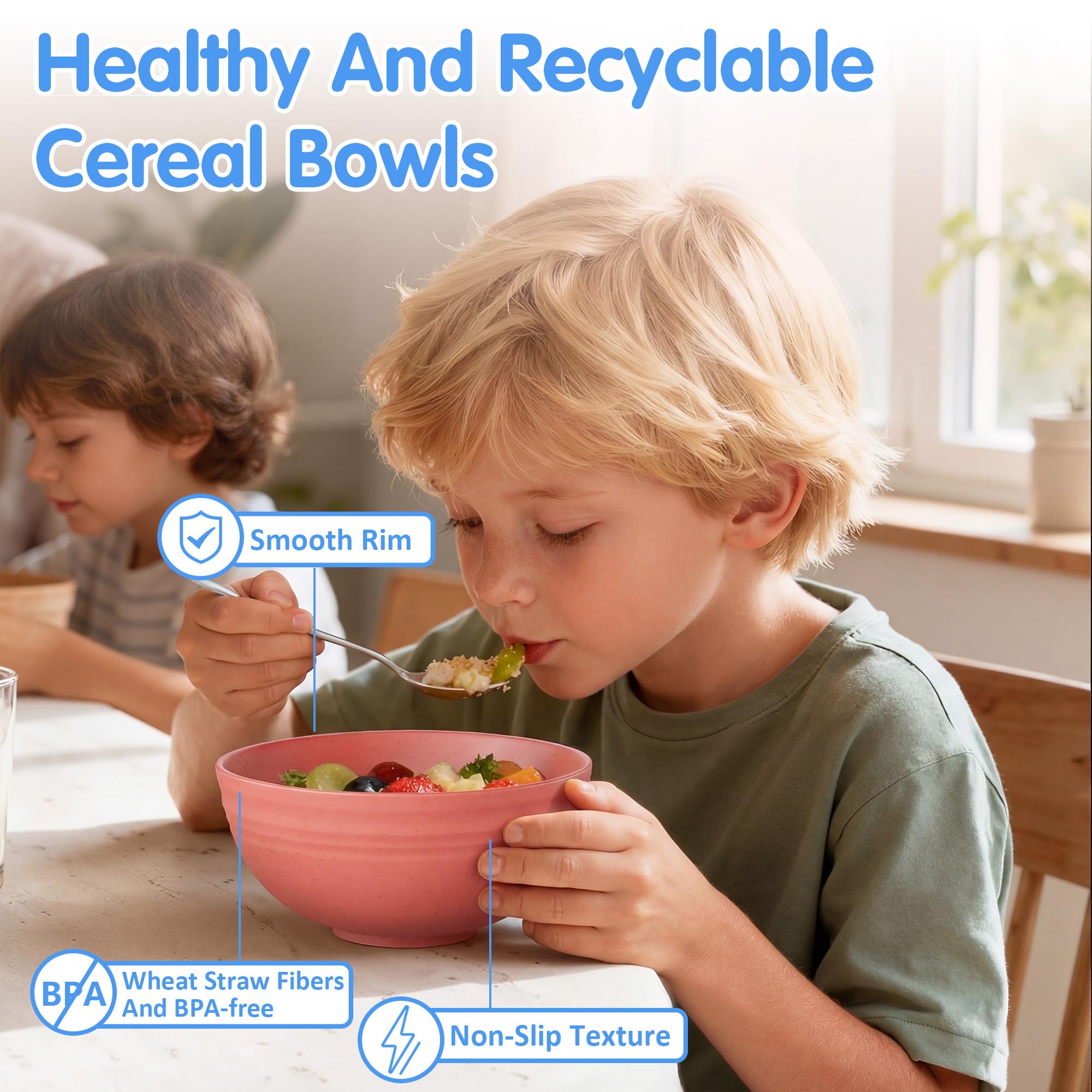 Quatish 10 PCS Unbreakable Cereal Bowls,Dishwasher & Microwave Safe Wheat Straw Bowls, Easy-to-Clean Lightweight Desserts & Soup Bowl, Portable for Picnics ,Snack Plastic Bowls Set,Multi-Color - 5