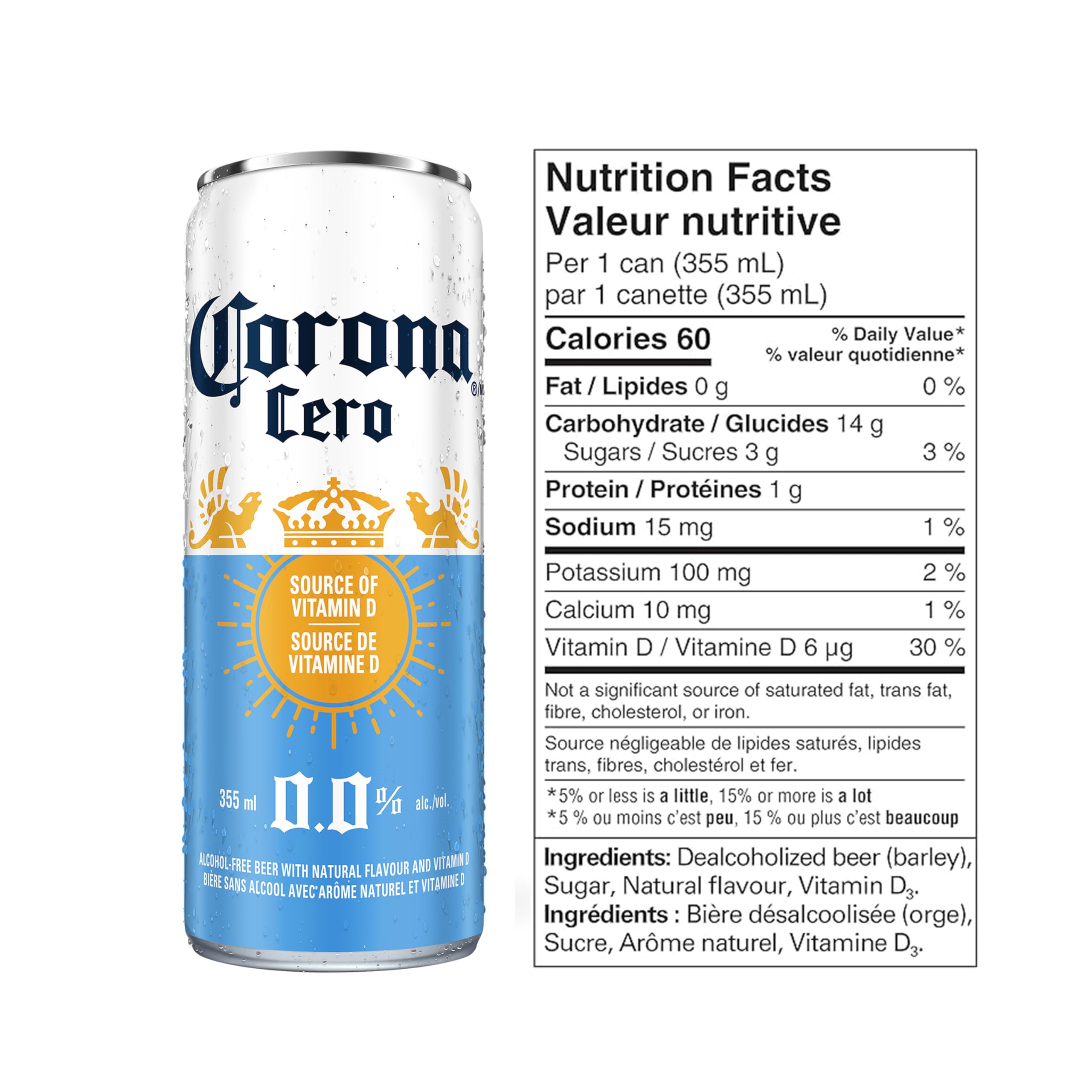 Corona Cero Non-alcoholic Beer Source of Vitamin D, 355 mL Cans