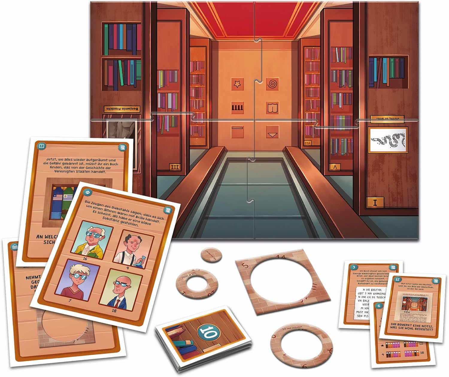 Clementoni Galileo Escape Game - The Mysterious Library - Escape Game for Children from 8 Years - Board Game & Family Game 59370