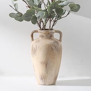 Large Ceramic Flower Vase,11.41 inch Tall Terracotta Farmhouse Rustic Va...