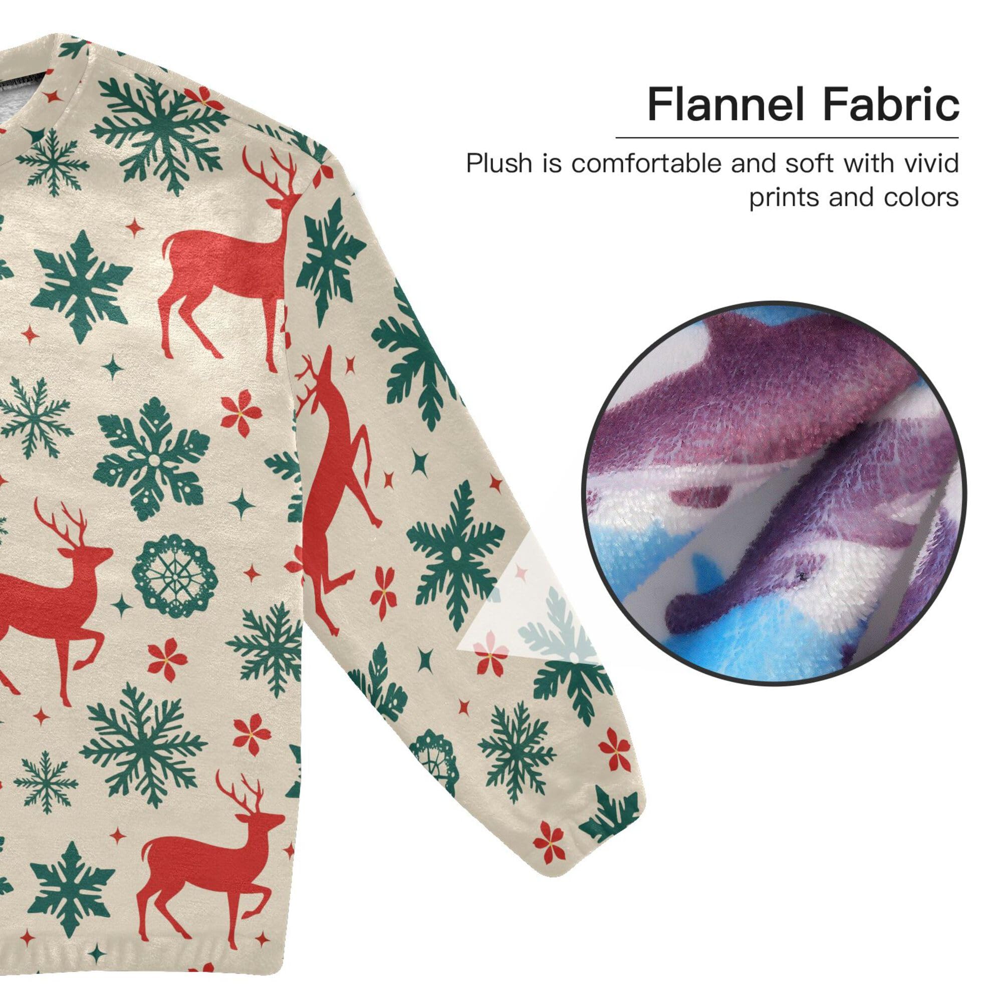 ALAZA Conjunto de pijama de forro polar para mujer, diseño de oso de Navidad, manga larga, ropa de dormir de dos piezas, ropa de dormir térmica, pijama súper suave, talla S