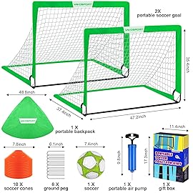 Kids Soccer Goals for Backyard Set - 2 of 4\' x 3\' Portable Soccer Goal Training Equipment, Pop Up Toddler Soccer Net with Soccer Ball, Soccer Set for Kids and Youth Games, Sports