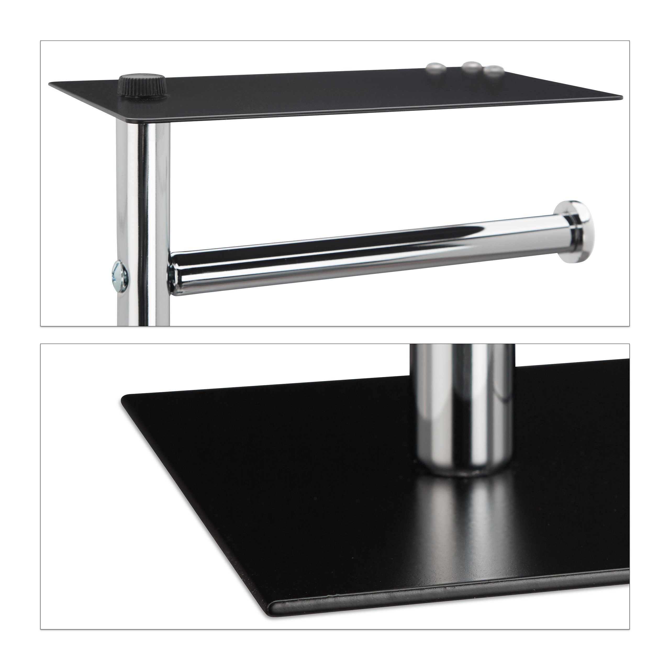 Relaxdays wc rolhouder met toiletborstel - zwart - staal