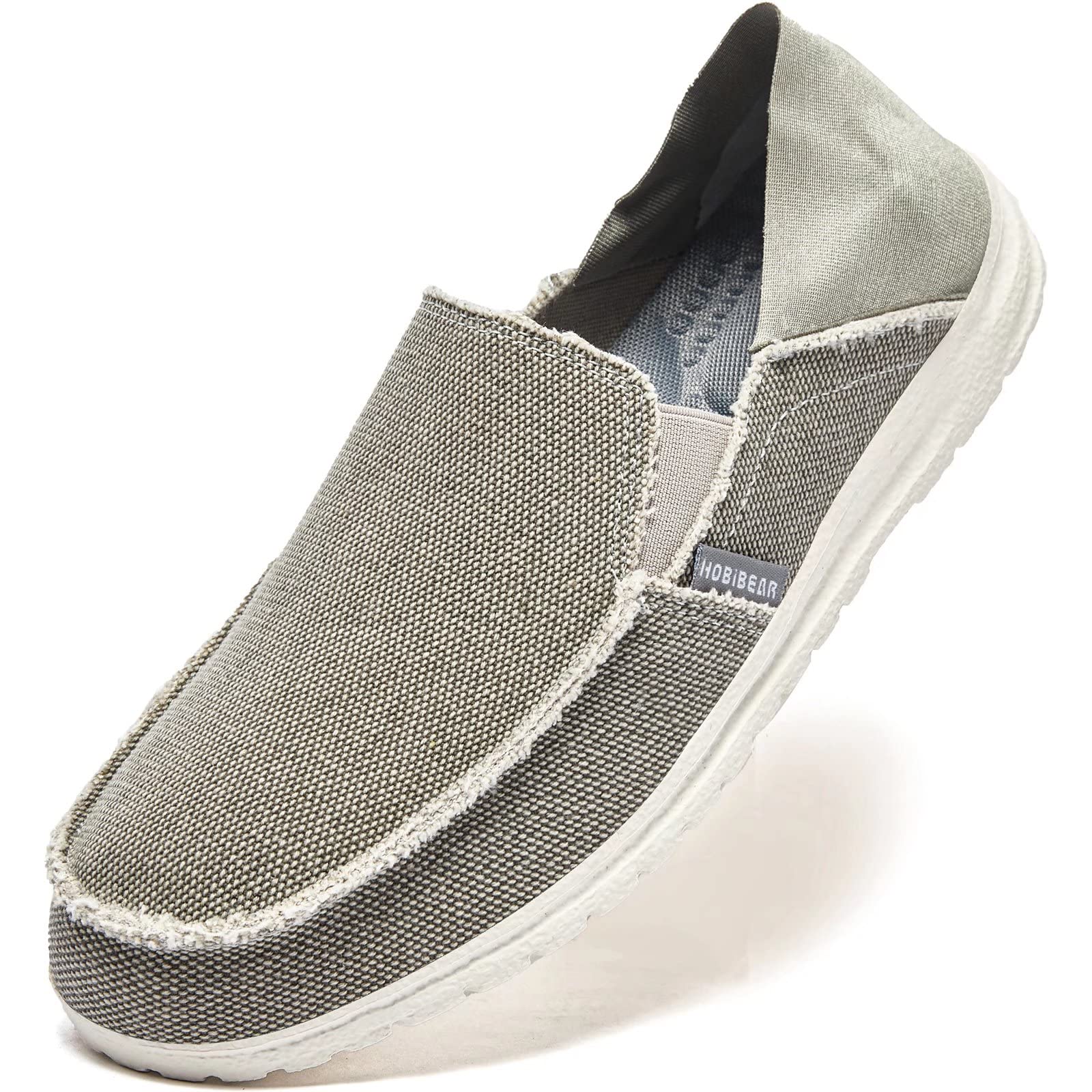 Mens Casual Slip on Shoes Canvas Comfortable Lightweight Men's Loafers & Slip-Ons Slippers with Arch Support, Light Grey (Convertible), 9