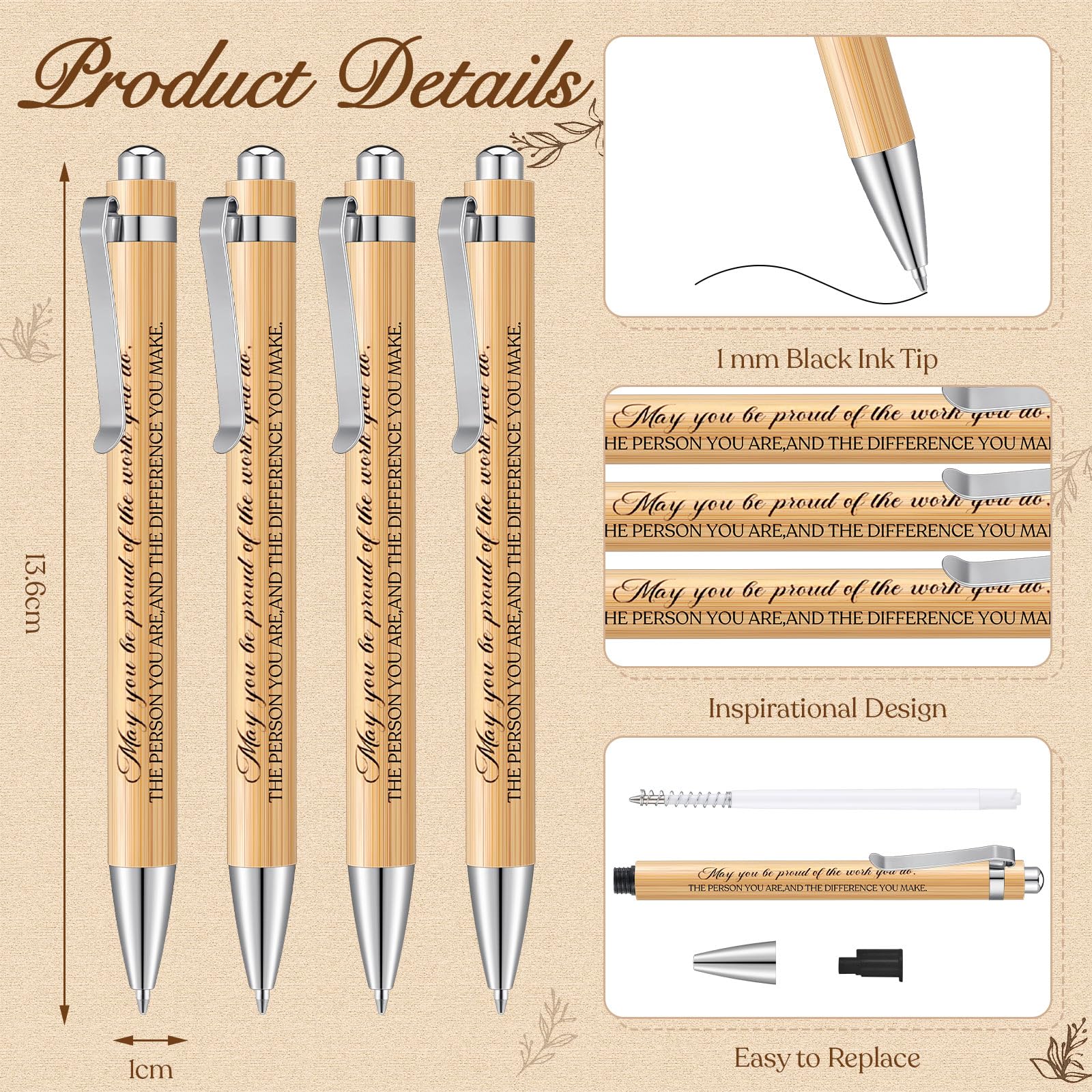 Sinmoe 15 Sets Thank You Gifts Employee Appreciation Gifts Include Motivational Quote Ballpoint Pens Thank You Card and Rope for Women Men Teacher Staff Colleague Volunteer Coworker(Classic Style) - Image 4