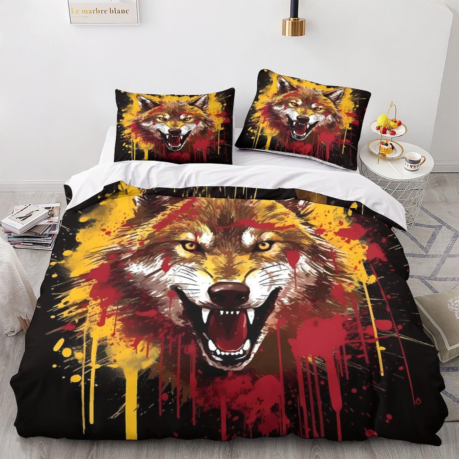 Set Biancheria Da Letto Lupo 3D Per Ragazzi - Copripiumino E 2 Federe In Microfibra, 220x240 Cm - Foto 11