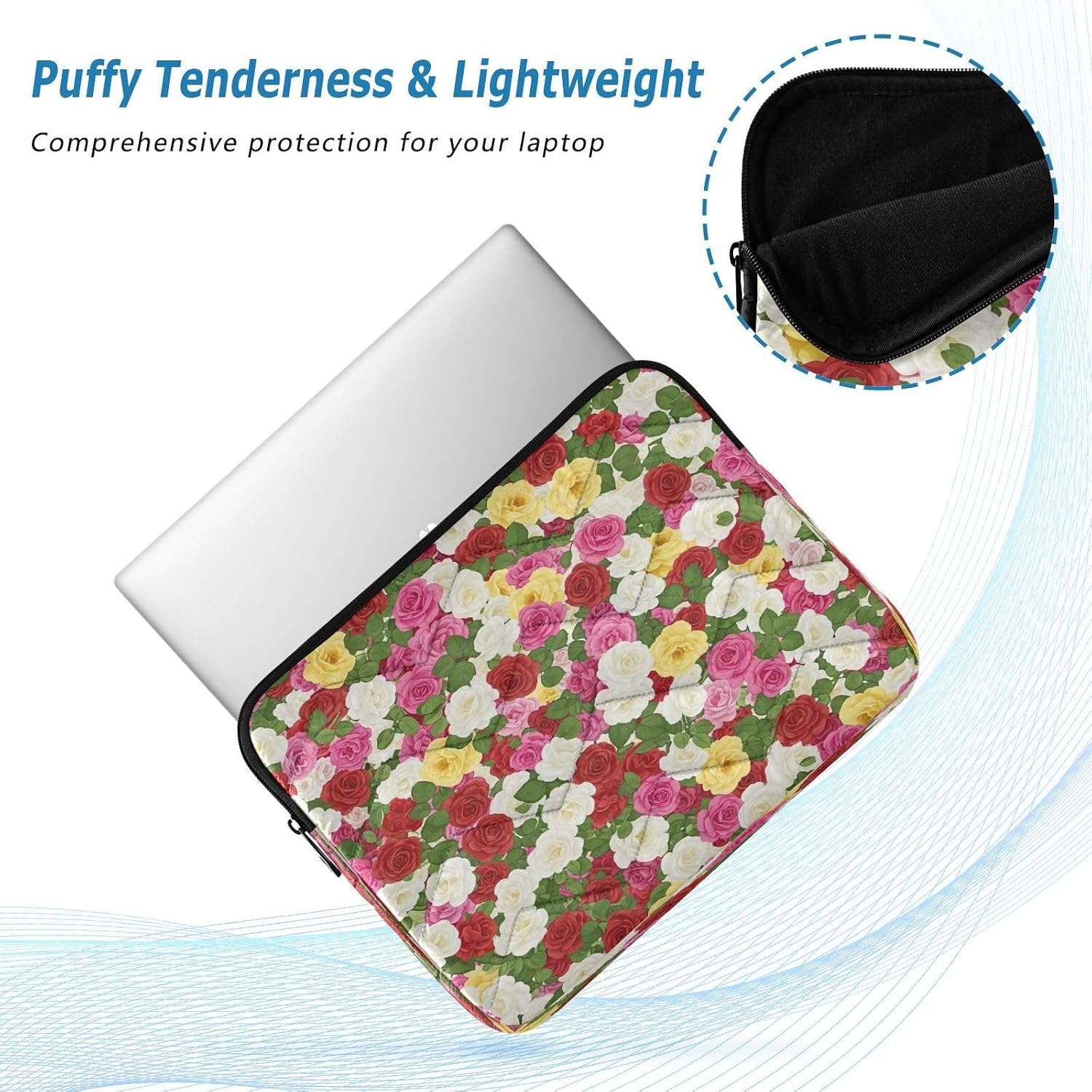 Colorful Blooming Roses Computer Cases for Laptops, Protective Padded Laptop Cover 15.6 Inch for Women image 4