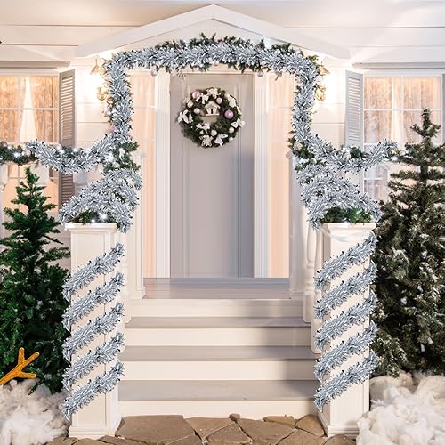 Miniatura 6 de Guirnalda de oropel de Navidad plateada de 50 pies  Guirnalda de oropel metálico para decoración de árbol de Navidad, decoración del árbol de