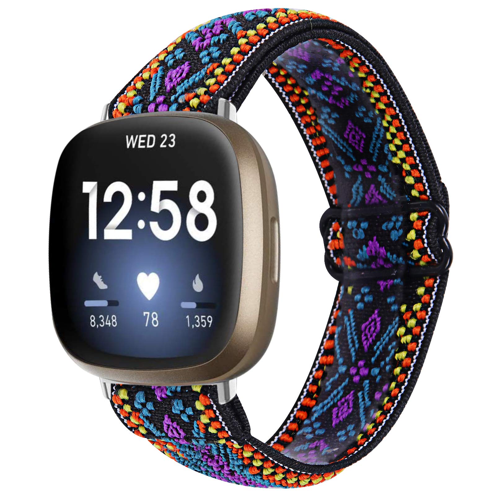 TRISTRAPS Nylon Watch Strap Compatible with Fitbit Versa 3/Sense Strap,Soft Elastic Breathable Replacement Sport Wristbands for Men/Women,18 Colours for Chosen (Purple)