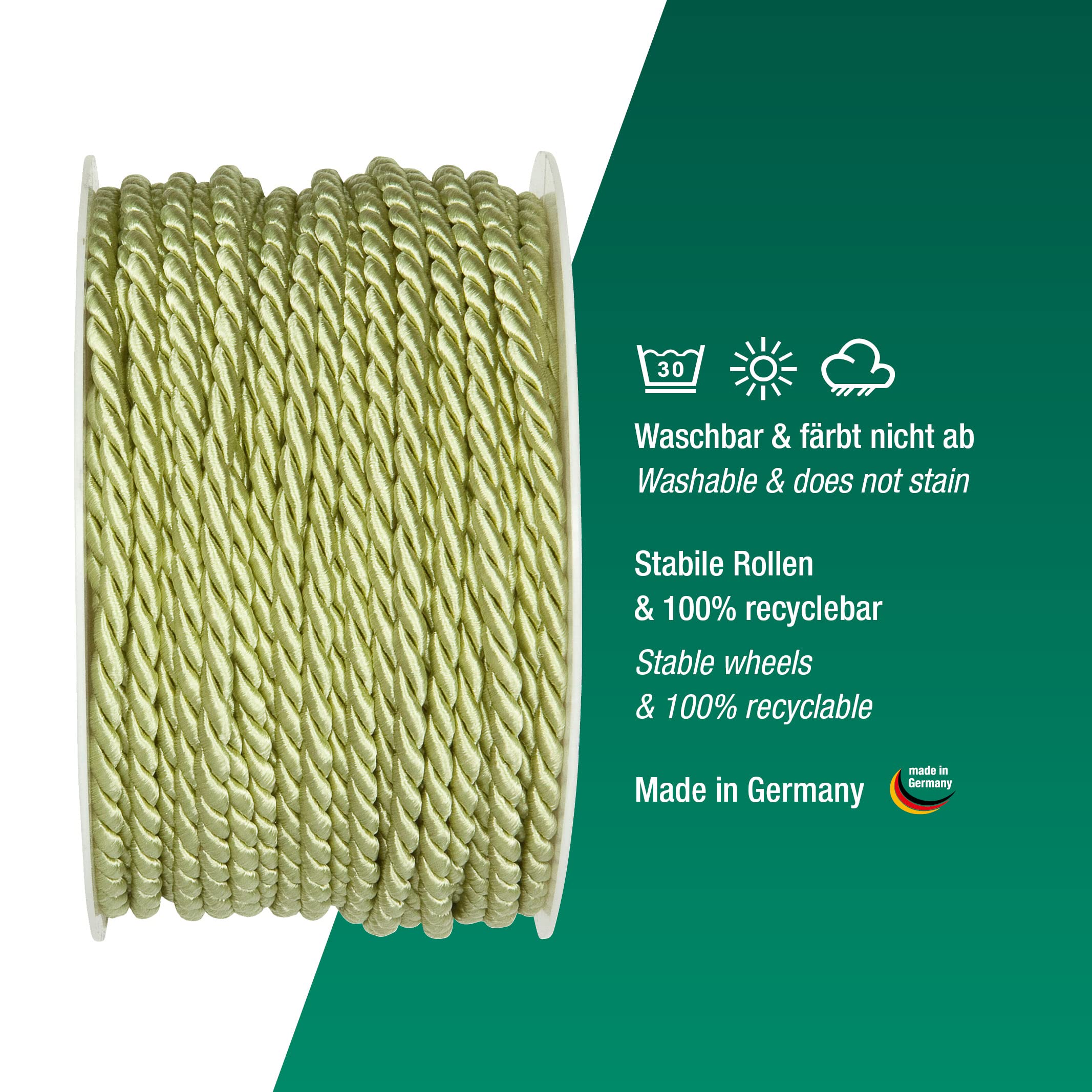 Halbach Seidenbänder Premium Kordel (blassgrün) – Bild 3