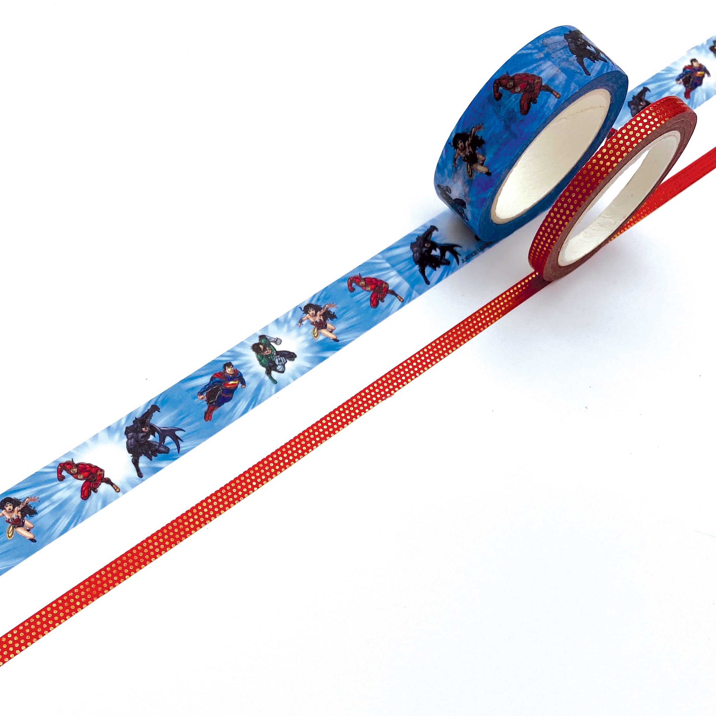 Paper House Productions DC Comics Justice League Heroes Set of 2 Foil Accent Washi Tape Rolls for Scrapbooking and Crafts