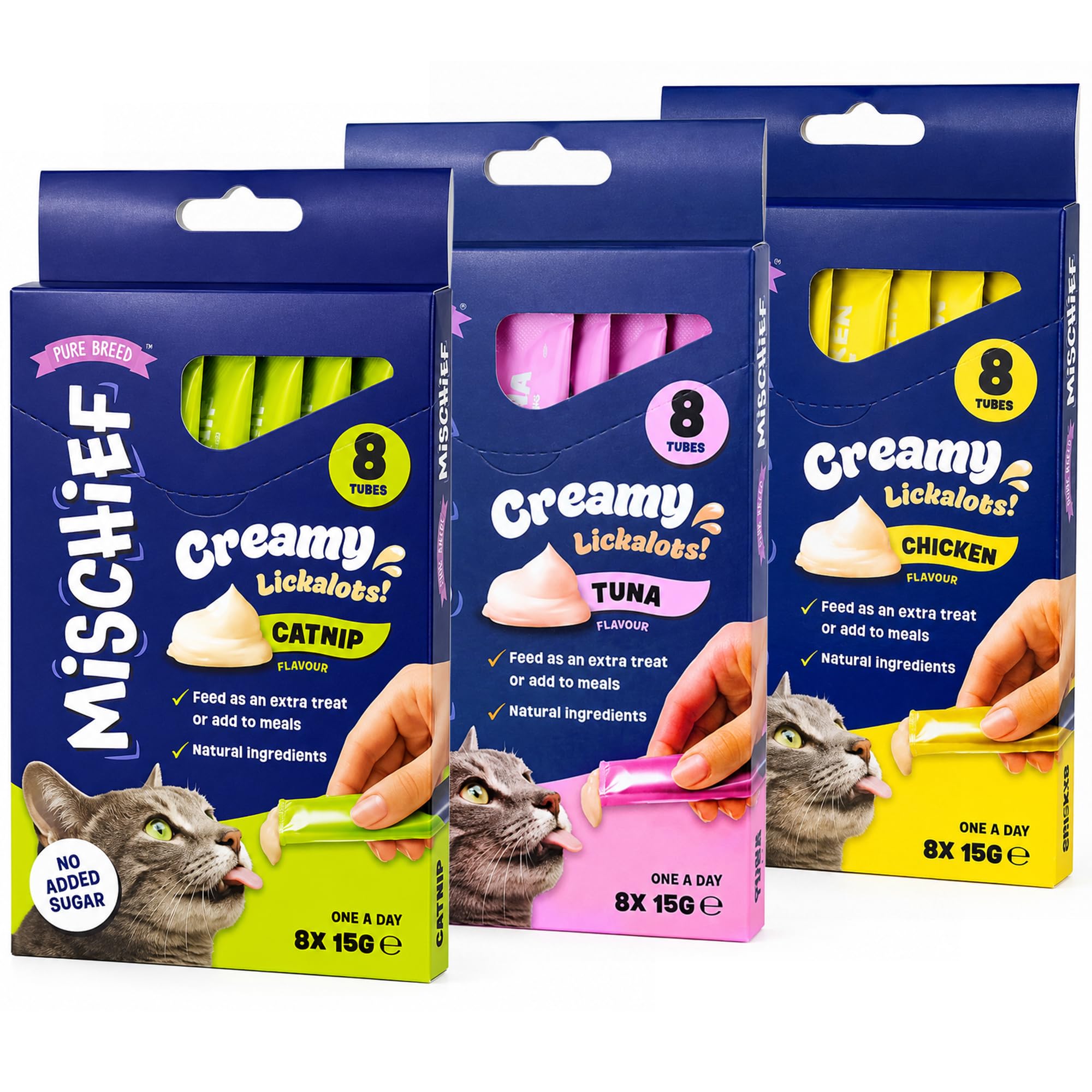 Pure Breed 24pk Cat Lick Treats - Cat Treats for Indoor Cats 3 x 8pk