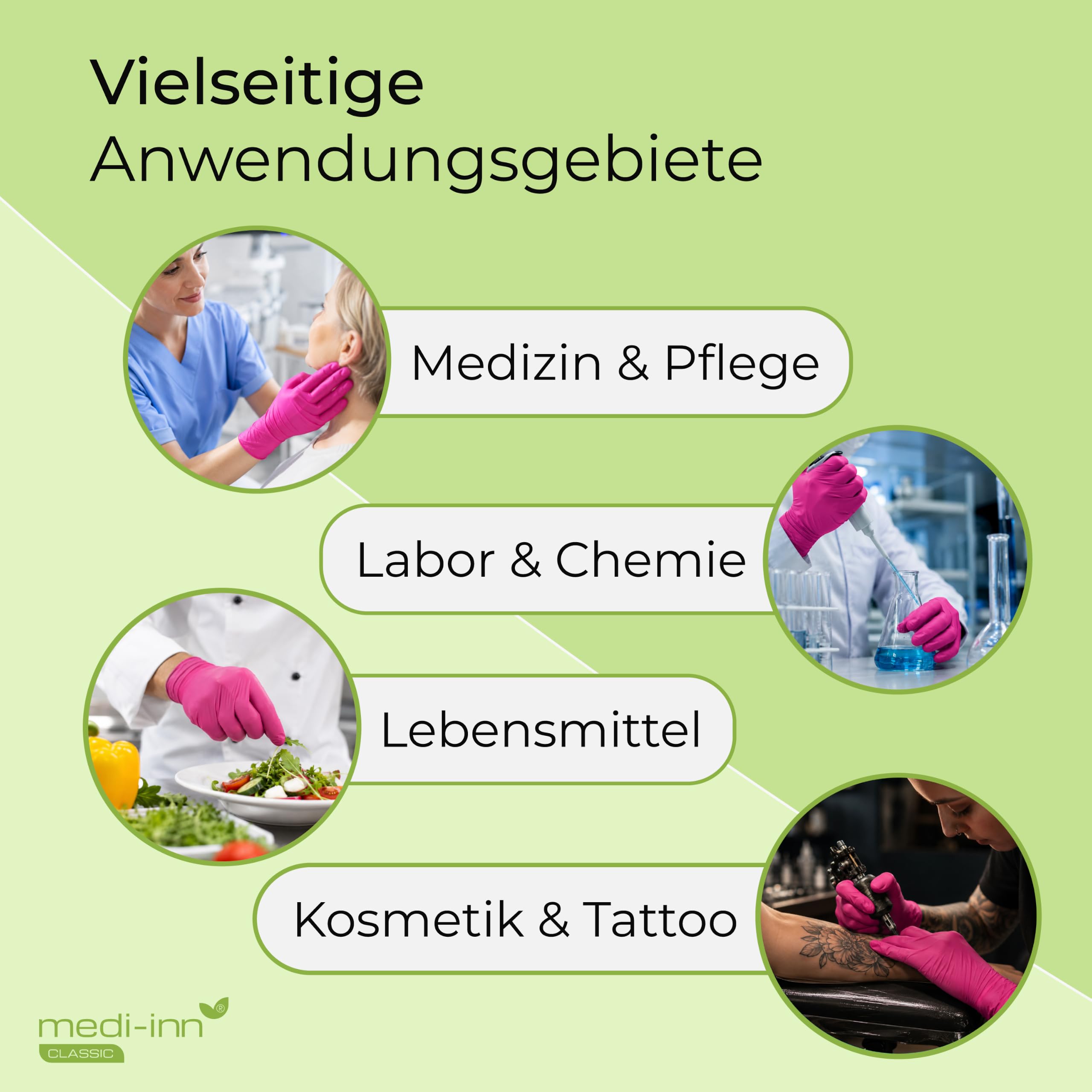 Medi-Inn+ Nitril Magenta Einmalhandschuhe puderfrei (M, 10 x 100 = 1000 Stück)