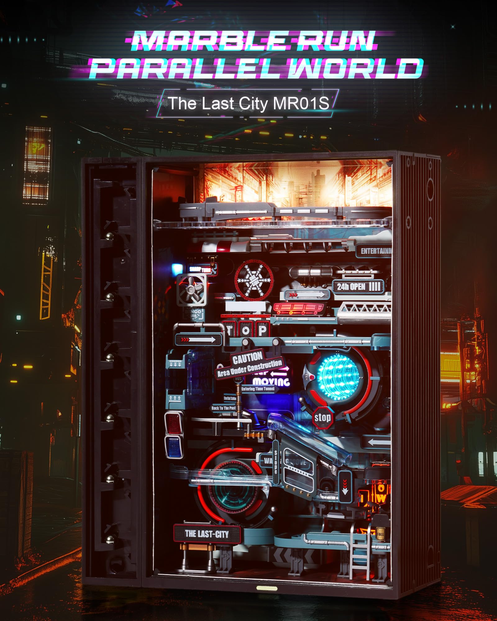 Wowood 3D Puzzles Electric Marble Run Model Kits, Building Sets for Ages 14+, 3D Puzzles for Games, STEM Toys for Kids, Boys Girl Birthday Gifts, Parallel World-The Last City