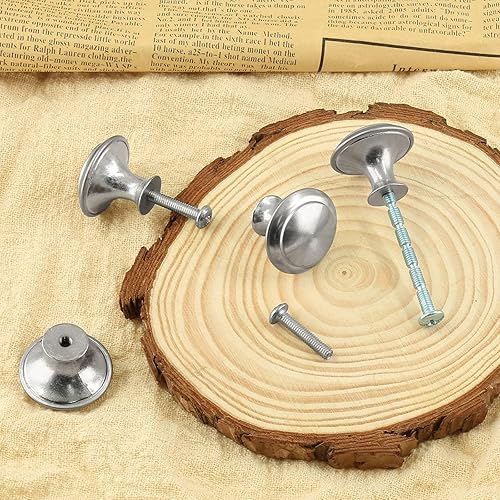 Miniatura 4 de 20 pomos redondos para gabinete, pomos plateados de 1 pulgada para cajones, pomos modernos de zinc para armario, armario, puerta