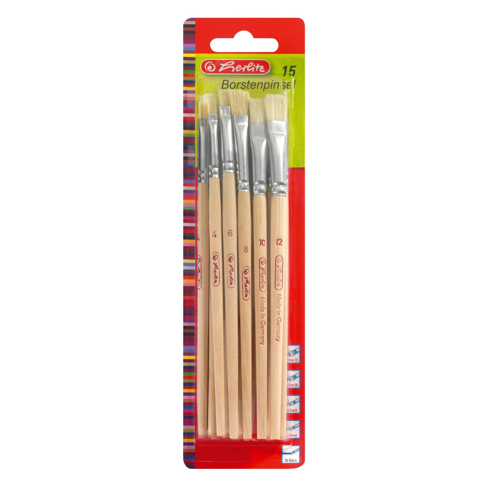 Herlitz 495457 Aquarellpapier, Aquarellkarton, A4, 150 g/qm, 20 Blatt/Kombi-Set (12 Blöcke + 15 Borstenpinsel)