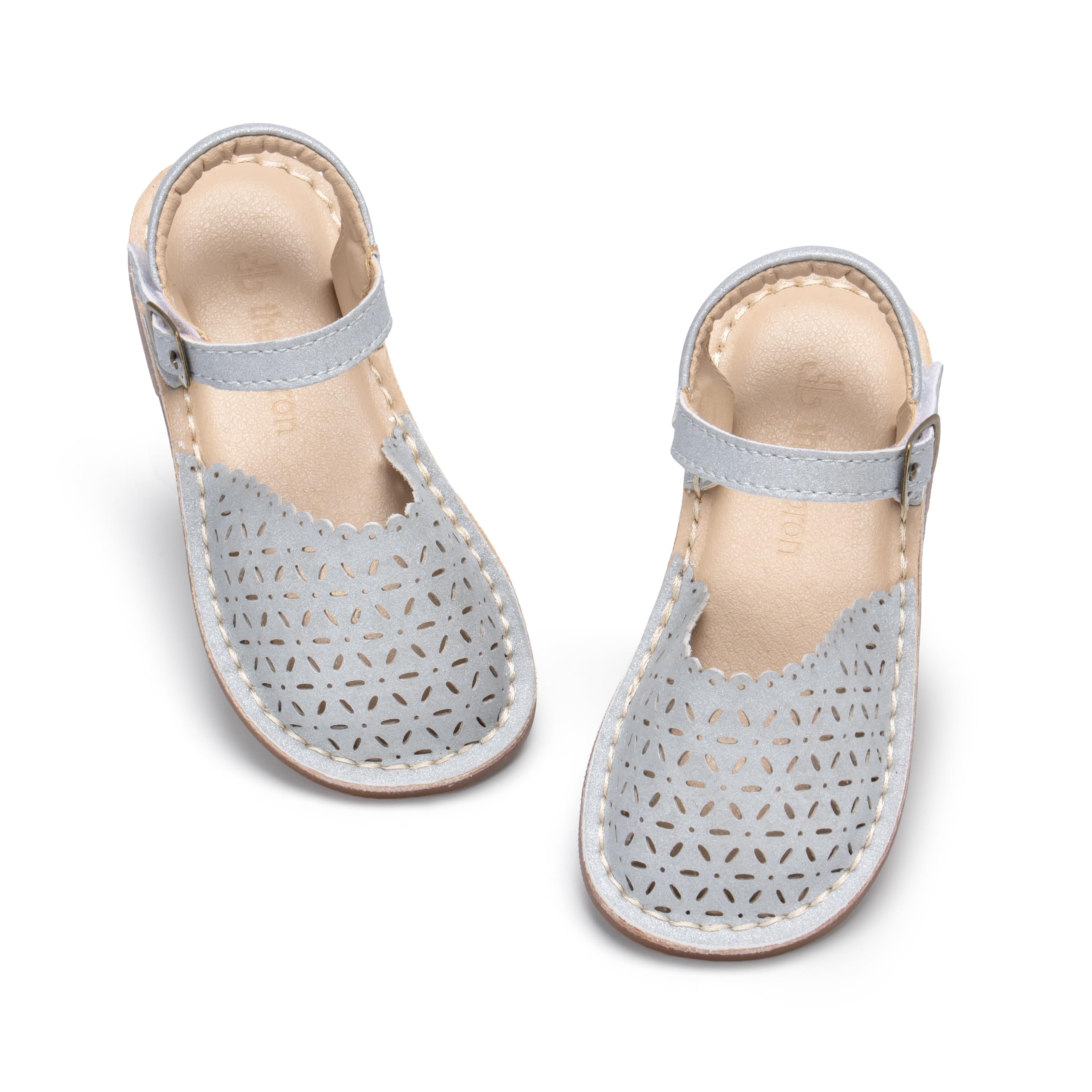 THEE BRON Toddler Girl Vintage Closed-Toe Sandals Genuine Leather Rustic Summer Shoes for 1-8 Years, Size 5-13