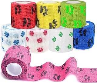 8 Pcs Dog Bandage, Pet Bandages for Dogs Cohesive Pet Bandage Non-Woven Elastic Breathable Bandage Tape for Dogs Cats and Horse, Breathable Vet Wrap Tape for Legs Paws Wrist Ankle Sprains