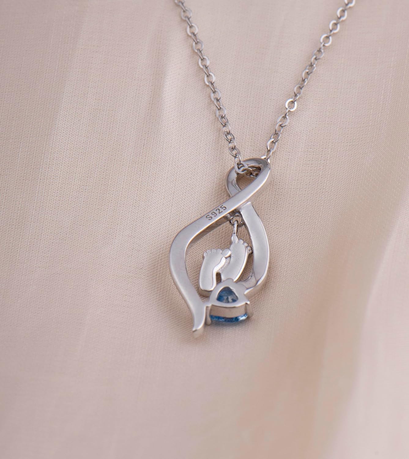 Mommy of an Angel Necklace Sterling Silver Created Birthstone Jewelry Sympathy Gift Stillborn Pendant Necklace for Women Mother Mom - Image 5