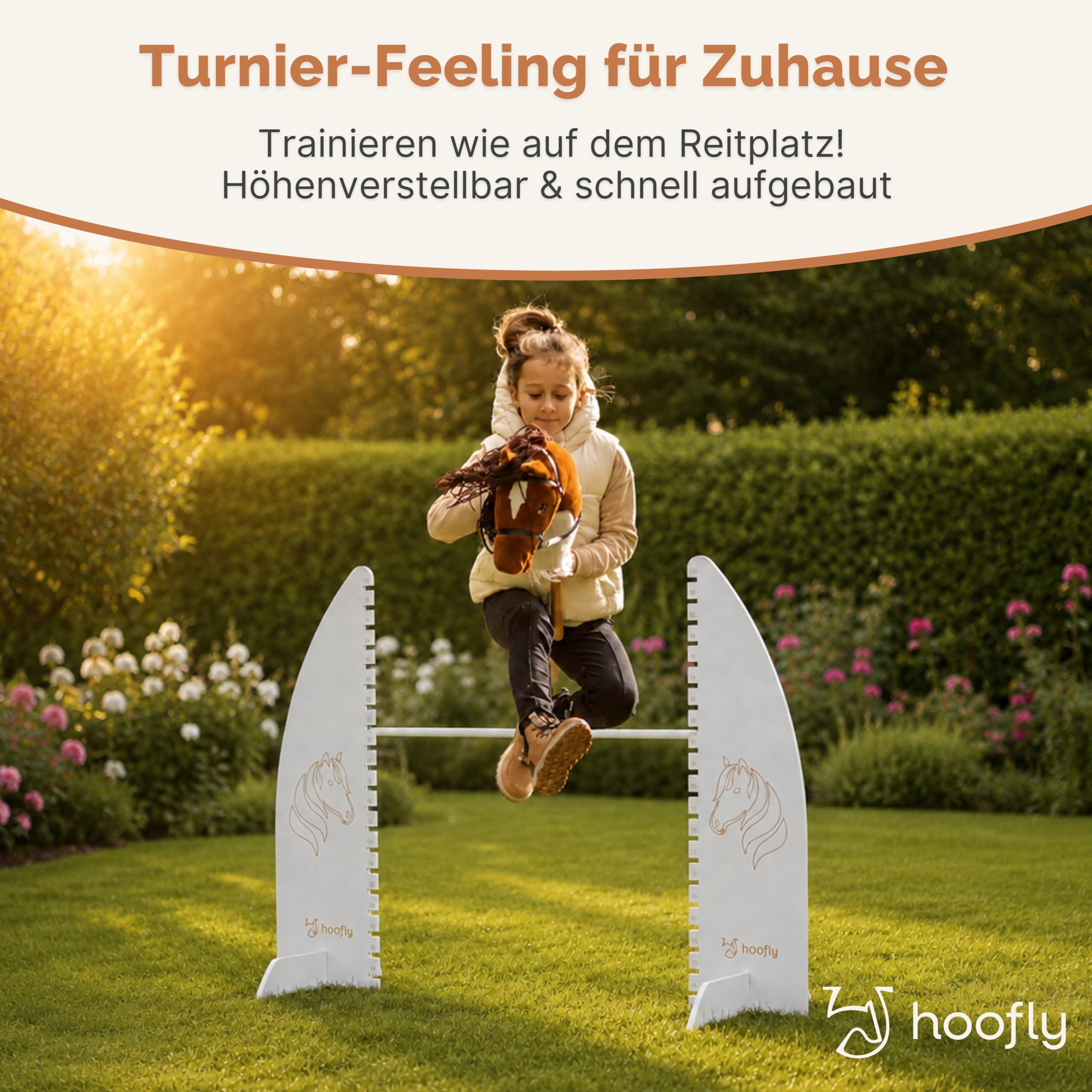 Hobby Horse Hindernis Set Höhenverstellbar bis 100 cm – 2X Turnier Hürde für Kinder & Jugendliche, Profi Hobby Horse Zubehör, Steckenpferd Parcours & Geschenk Kinder