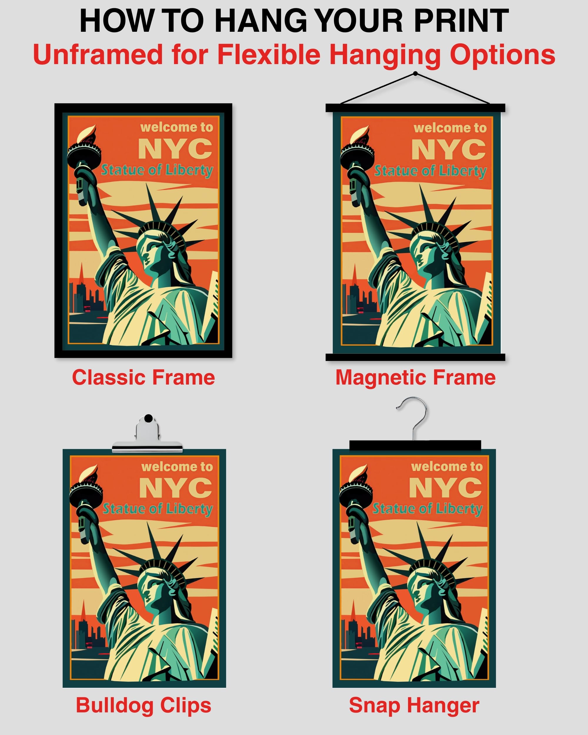 Amazon.com: ArtMalore Statue of Liberty NYC Vintage Style Travel
